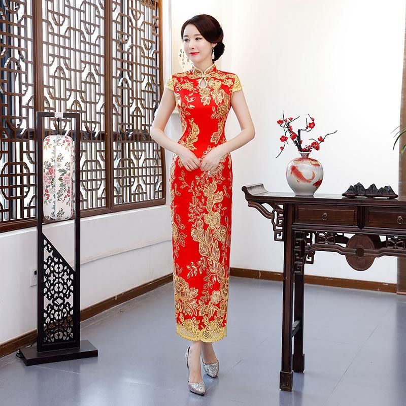 Compra Fiesta De Moda Cheongsam Vestido De Noche Oriental Estilo Chino Mujer  Elegante Qipao Sexy Túnica Larga Robe Retro Vestido Tamaño S 4XL Barato |  Entrega Rápida Y Calidad | Es.Dhgate