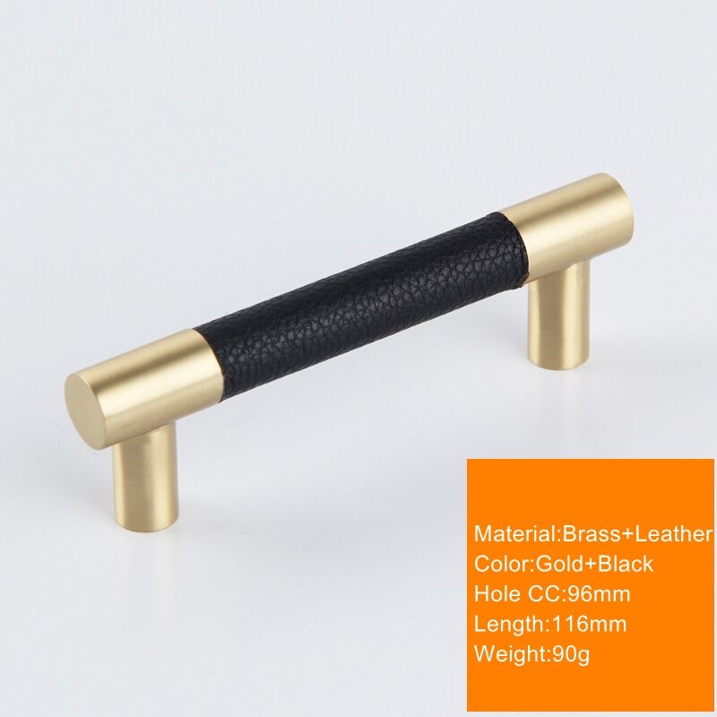 2019 Leather Brass Natural Handles Drawer Cabinet Knobs Kitchen