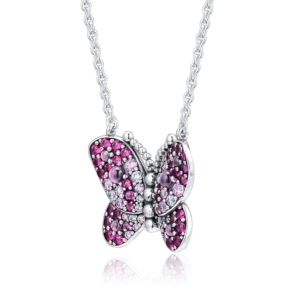 Compra Collar De Plata 925 Deslumbrante Mariposa Rosada Europa Y América  Damas Collar De Cristal De Regalo De Bodas Exquisita Joyería De Pandora  50cm Barato | Entrega Rápida Y Calidad | Es.Dhgate