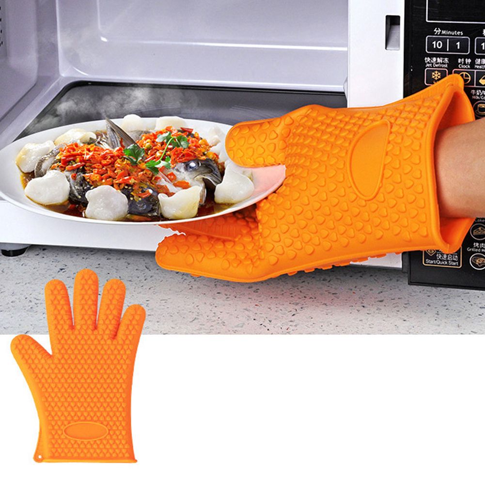 1PC Barbecue Heat Resistant Silicone Gloves Oven Kitchen Grill BBQ Cooking Mitts 