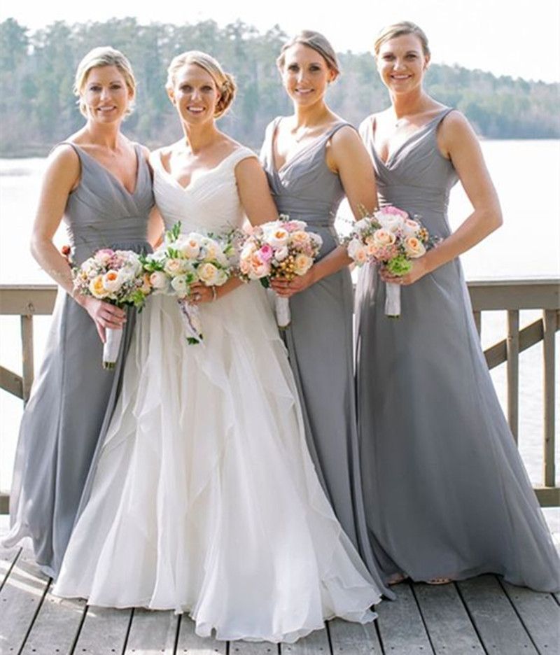 simple grey bridesmaid dress