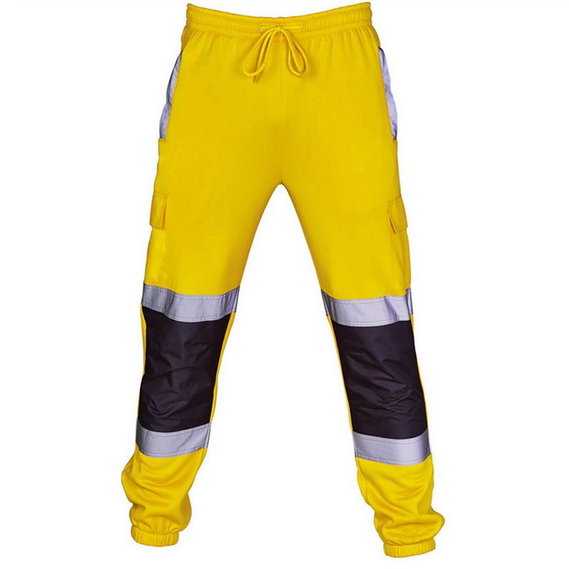 Hombres reflectantes pantalones cómodos pantalones chándal Hombre Nuevo remiendo de manera reflectante de alta visibilidad Trajes de de trabajo seguro