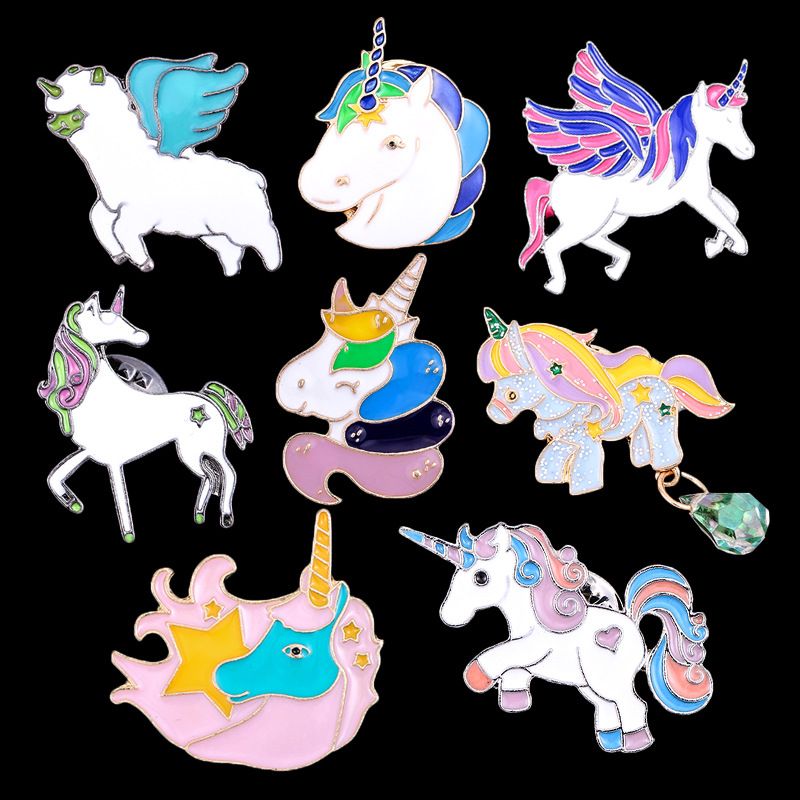 2020 Anime Cartoon Colorful Unicorn Flying Horse Drop Oil Brooch Badge Cute Horse Head Collar Needle Brooch Jewelry Boy Girl Gift From Dtt123 0 96 Dhgate Com