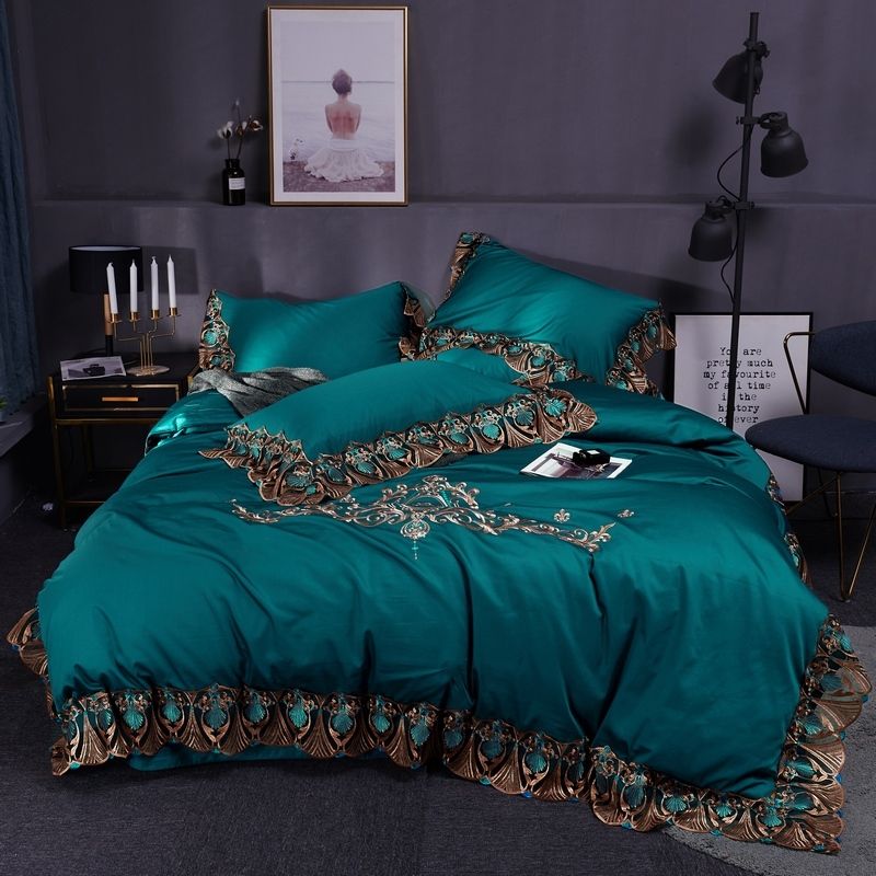 Green Pink Gray Purple Red Luxury 60s Egyptian Cotton Gold Embroidery Bedding Set Lace Duvet Cover Bed Sheet Linen Pillowcases T200415 Black And White Bedspread Blue From Mingjing02 105 13 - Black Gold And Pink Bedding Green Pink Gray Purple Red Luxury 60s Egyptian Cotton Gold Embroidery Bedding Set Lace Duvet Cover Bed Sheet Linen Pillowcases T200415 Black And White Bedspread Blue From Mingjing02 105 13 - Black Gold And Pink Bedding