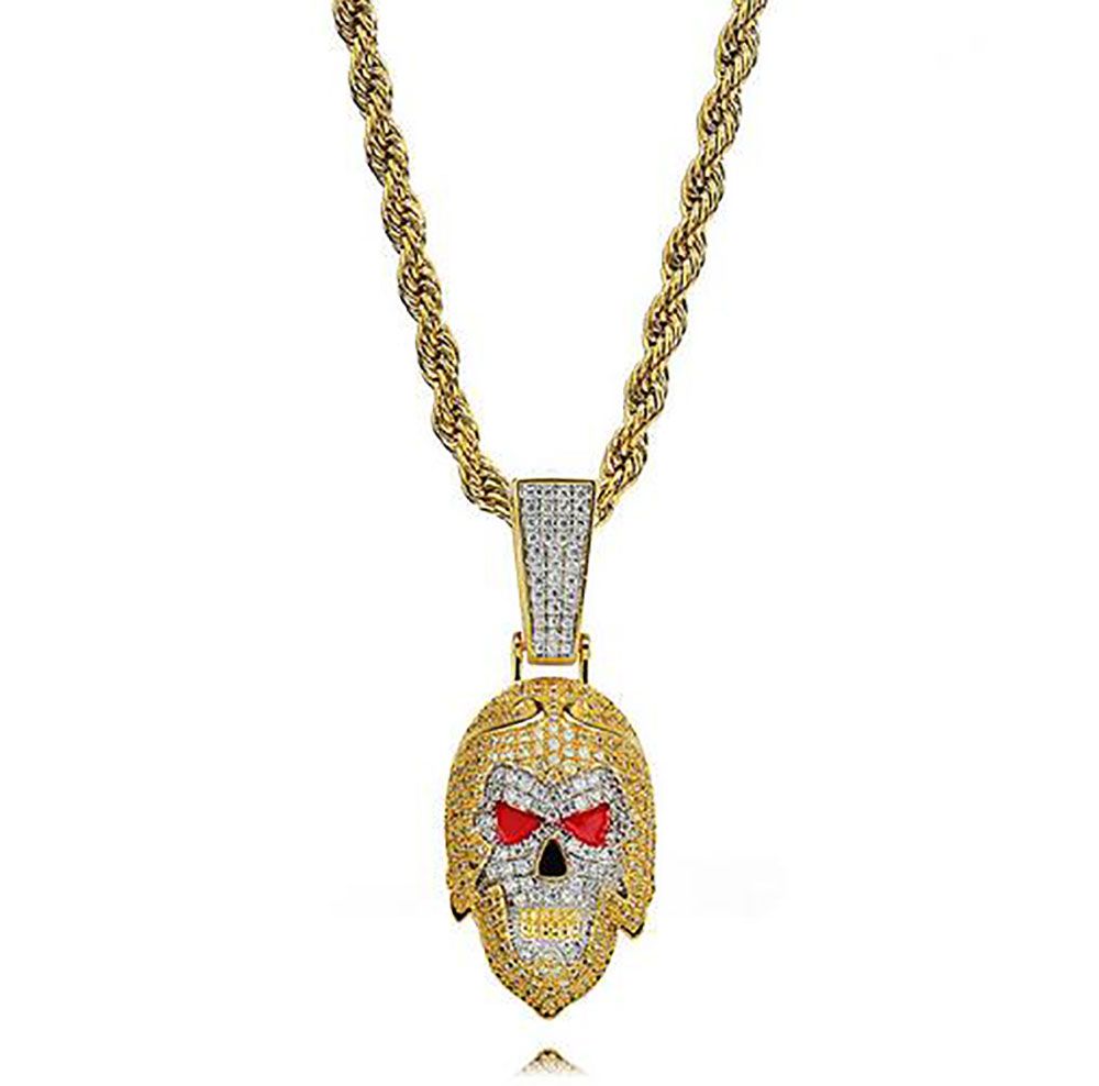 Guld Monkey King Pendant + Rope Chain