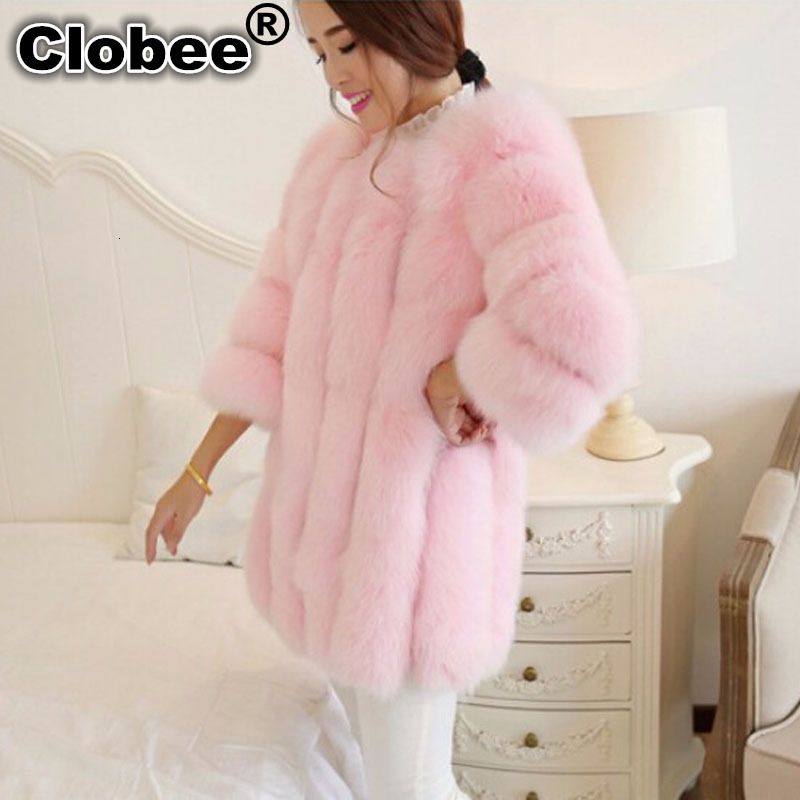 pink plus size fur coat