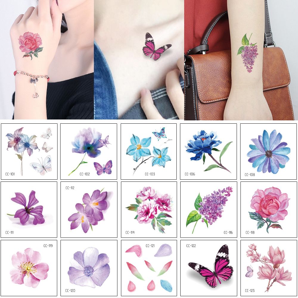 Small Flower Tattoo Sticker Lotus Flower Arm Neck Hand Face Body Art Design for Woman Kid Butterfly Temporary Tattoo Transfer Paper Decal 3D Small Flower Tattoo Sticker Lotus Flower Arm Neck Hand Face Body Art Design for Woman Kid Butterfly Temporary Tattoo Transfer Paper Decal 3D