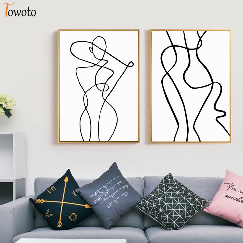 2019 Nordic Poster Female Woman Lady Line Drawing Canvas Painting Abstract Print Minimalist Wall Art Bedroom Decorative Wall Pictures From Harriete