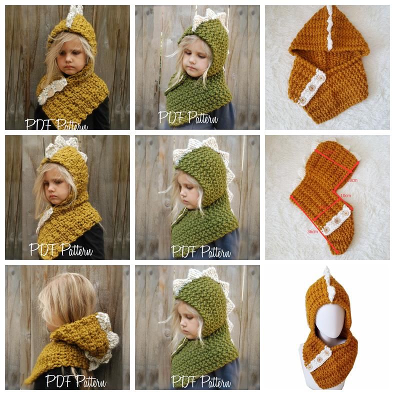 2 en 1 bufanda de dinosaurio gorro Infantil Gorros Gorros tejidos de punto Niños de dibujos 2 en 1 bufanda de dinosaurio gorro Infantil Gorros Gorros tejidos de punto Niños de dibujos