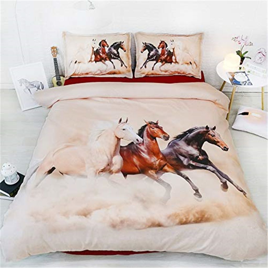 3d Dust Gallop Horse Print Duvet Cover With Pillowcase Bedding Set