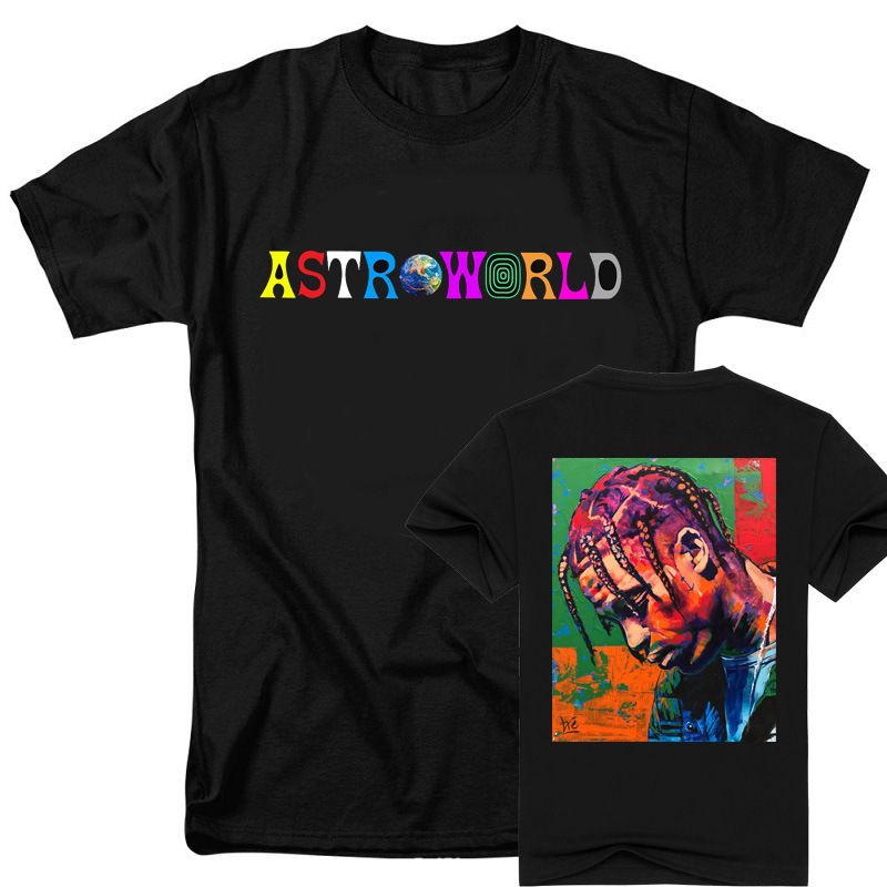 Men's Own Hip-hop Street T-shirt Down To Earth Summer Short-sleeved T-shirt  Astroworld Travis Scott Cactus Graffiti T-shirt - AliExpress