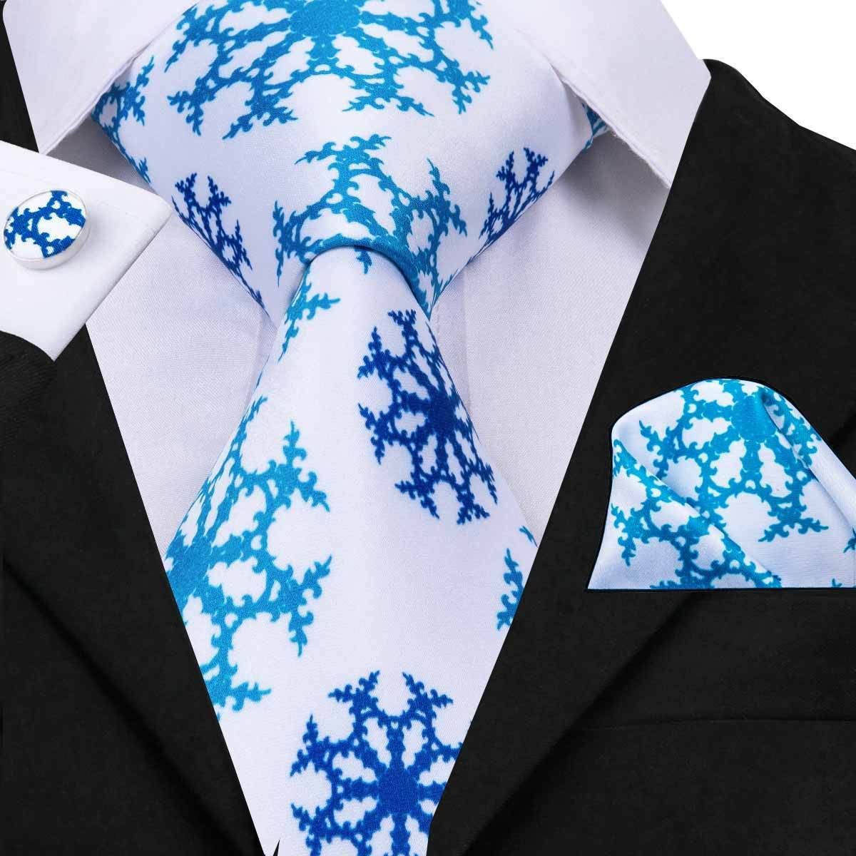 Green Black Blue Novelty Mens Tie Set Silk Necktie Hanky Cufflinks Wedding Party