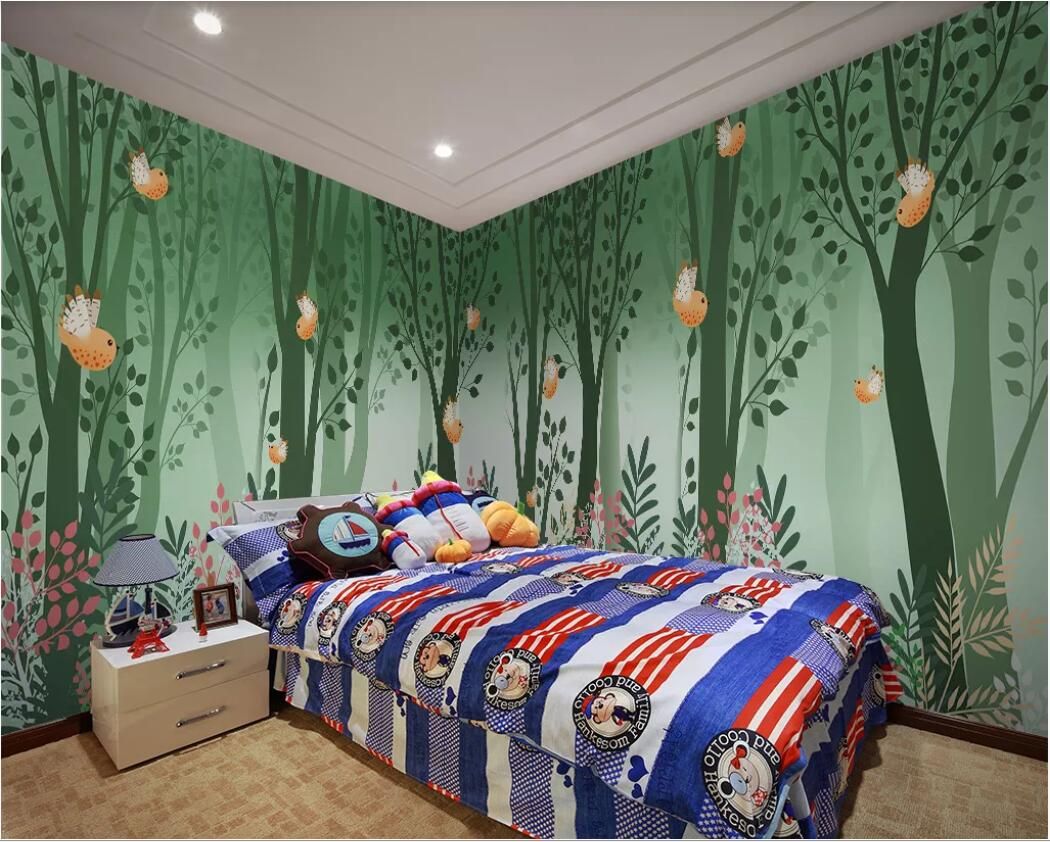 3d room wallpaper custom photo mural Children's room cartoon forest bird  flowers and plants whole house background wallpaper for walls 3 d