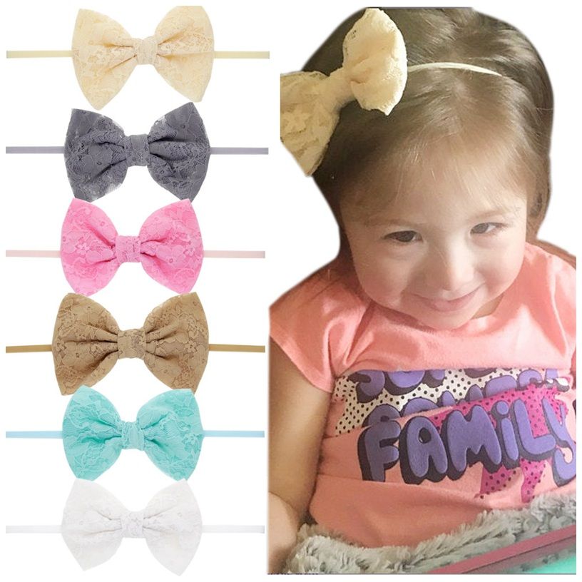 Hair Bows Tiny Elastic Headband For Girls Kids Lace Headbands Cute Baby Hair Band Accessories