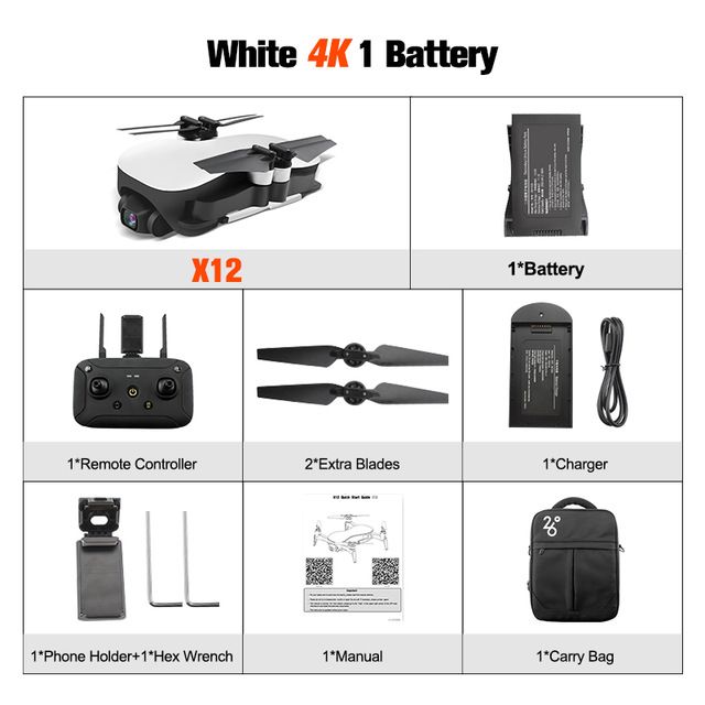 Weiß mit 1 * Batterie + tragbare Tasche