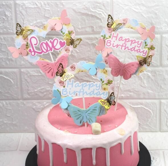 Acheter Pas Cher Beau Gateau Decoration Rose Bleu Papillon En Trois Dimensions Joyeux Anniversaire Amour Mariage Table A Dessert Plug In Mode Creatif Du 0 76 Fr Dhgate