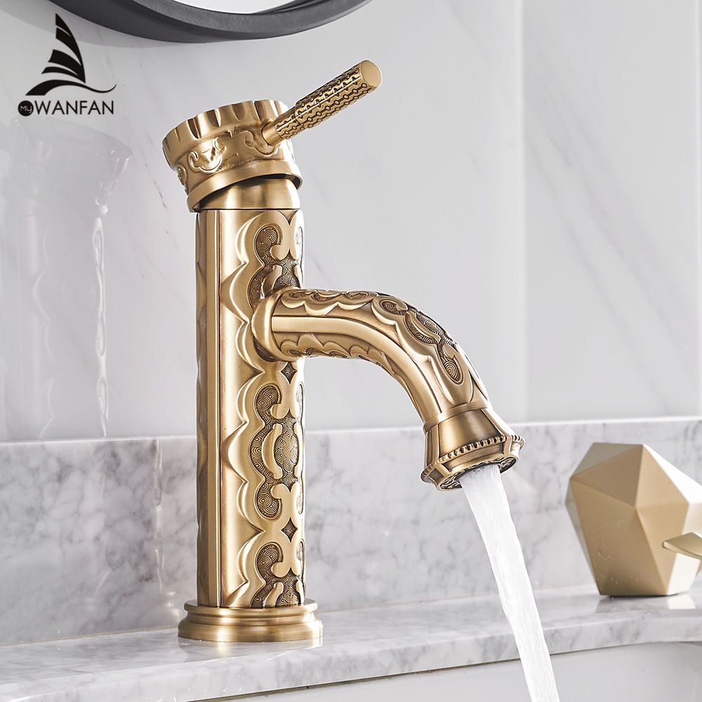 2019 Basin Faucets Solid Brass Retro Bathroom Faucets Bronze