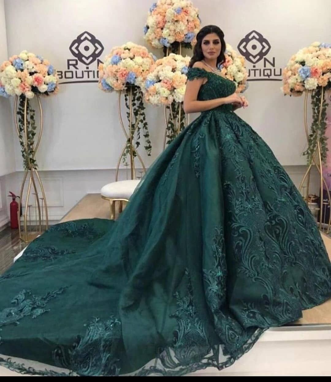 hunter green wedding dress