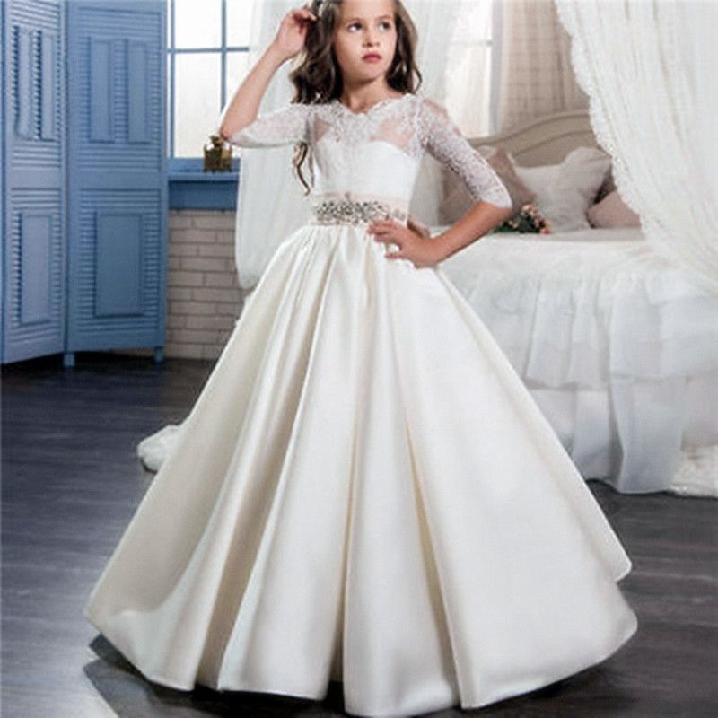 white satin girls dress