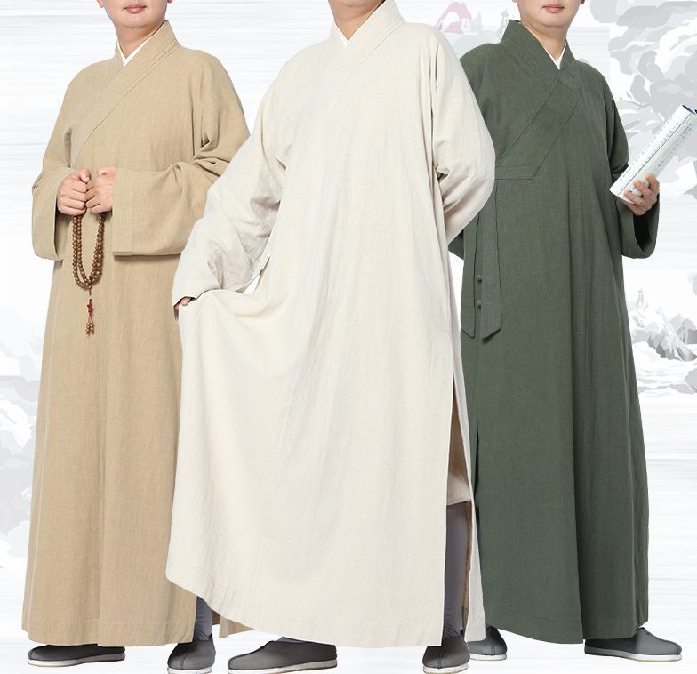 Unisex colores ramio budista ropa zen monjes shaolin uniformes laicos trajes de meditación túnica caqui /