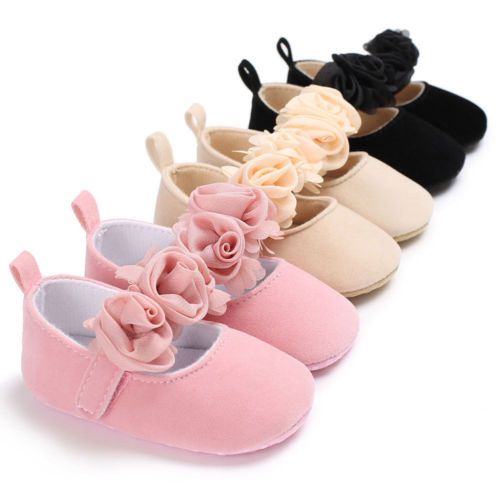 Toddler Newborn Baby Girls Crib Shoes Leather Soft Christening Pram Prewalker UK