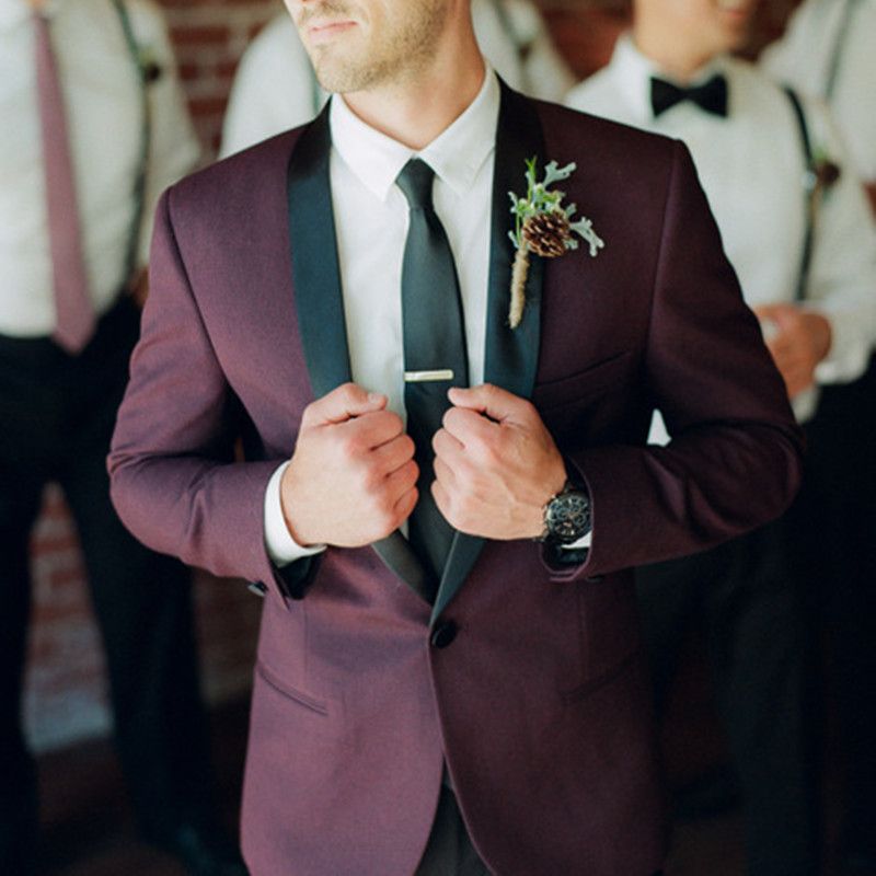 Compra 2020 Vino Tinto Hombres Traje Trajes De Boda Terno Slim Fit Blazer  Blazer Masculino Para Hombres De Vestuario Homme Chaqueta Con Pantalón  Negro Barato | Entrega Rápida Y Calidad | Es.Dhgate