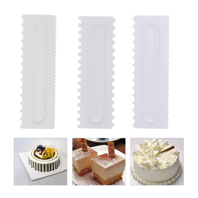 3PCS Cream Scraper Smoother Cake Decorating Comb Spatulas Baking Pastry Tools