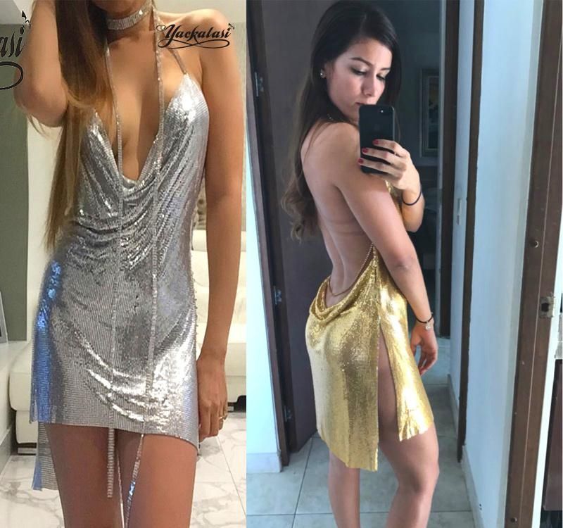silver metal dress