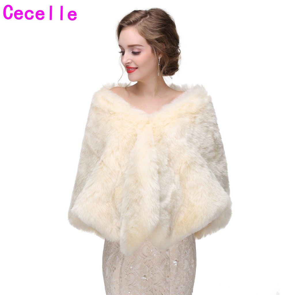 cream faux fur wrap