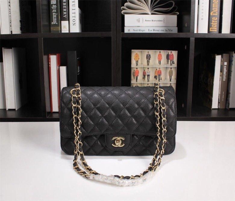 Black Quilted Grained Calfskin Mini Medallion Single Flap Gold Hardware,  2021