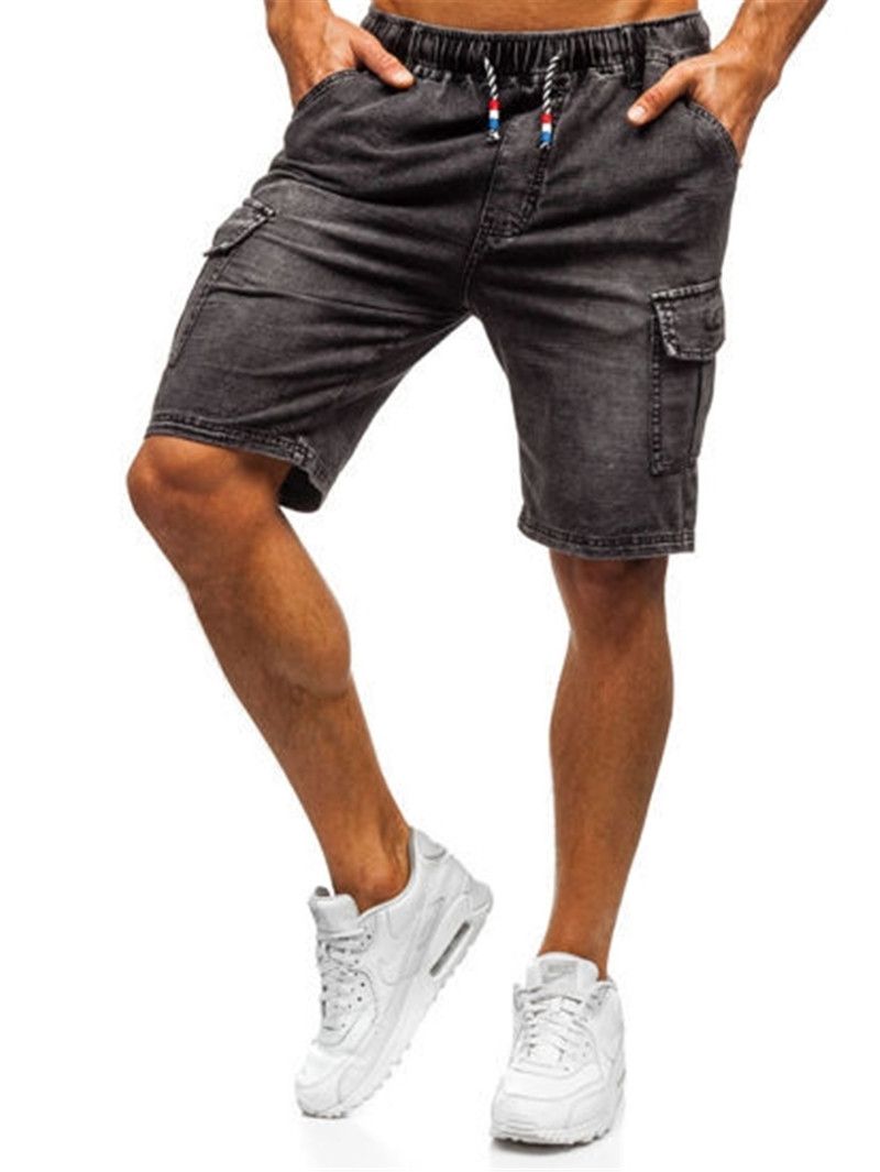 mens elasticated denim shorts