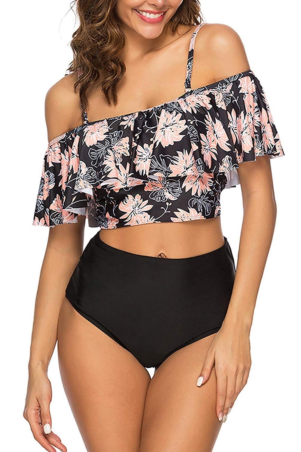two piece off shoulder swimsuit