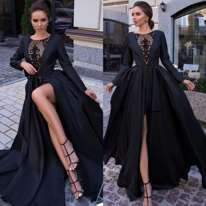 designer black lace dress