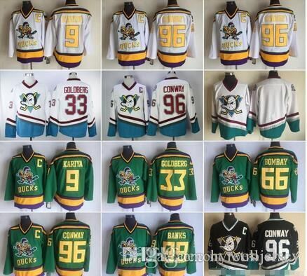 Men's Mighty Ducks Ice Hockey Jersey #8 SELANNE #9 Paul Kariya #96 Conway New