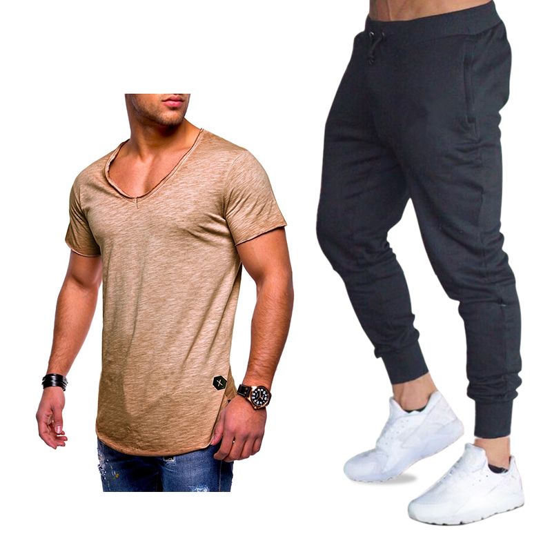 Shorts Pants Men Sleeveless Tracksuit Gym Sports Jogging Fitness Tee T-shirt