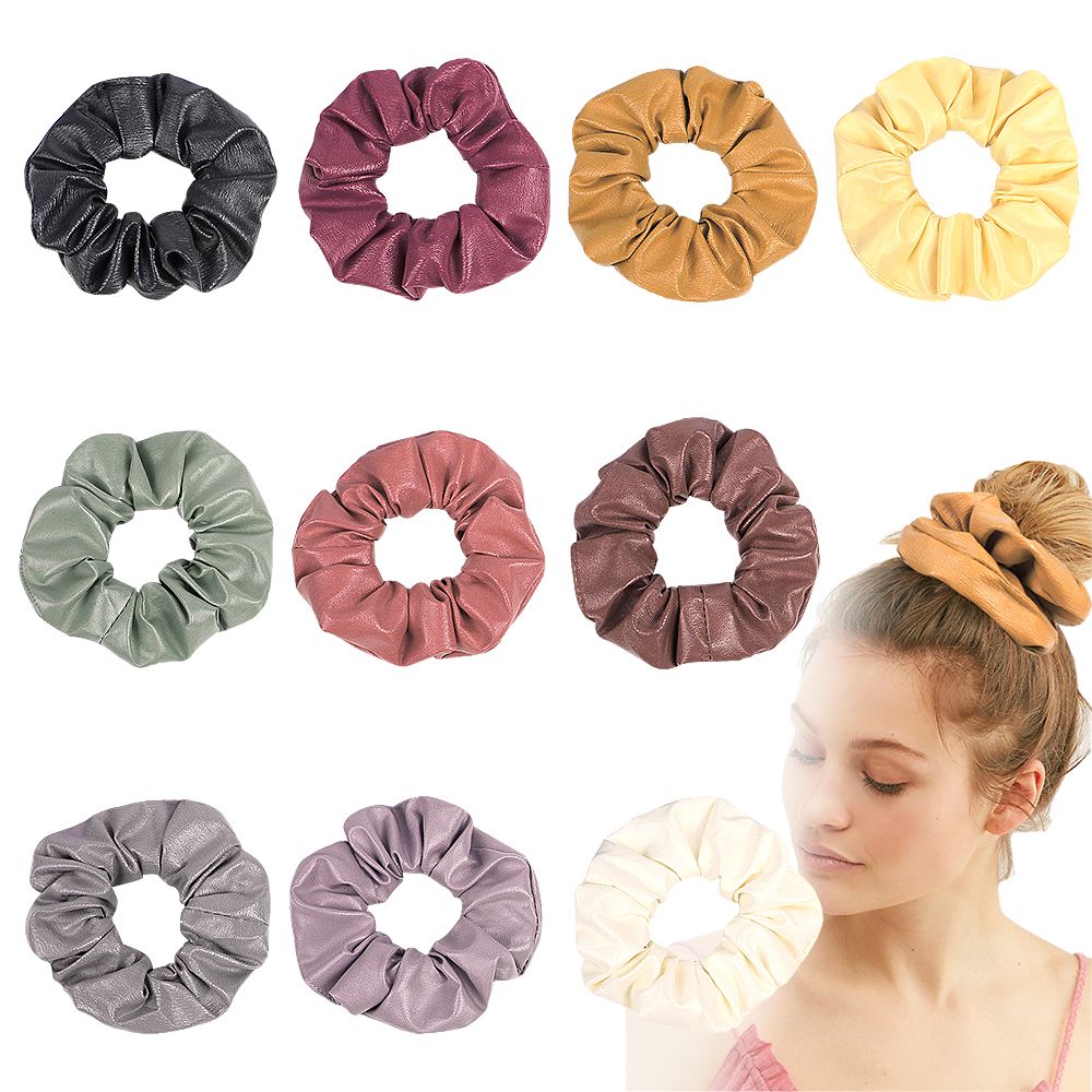 Scrunchie Women Girls Elastic Hair Rubber Bands Accessories Gum For Kids Leather PU Hair Tie Ring Scrunchie Women Girls Elastic Hair Rubber Bands Accessories Gum For Kids Leather PU Hair Tie Ring