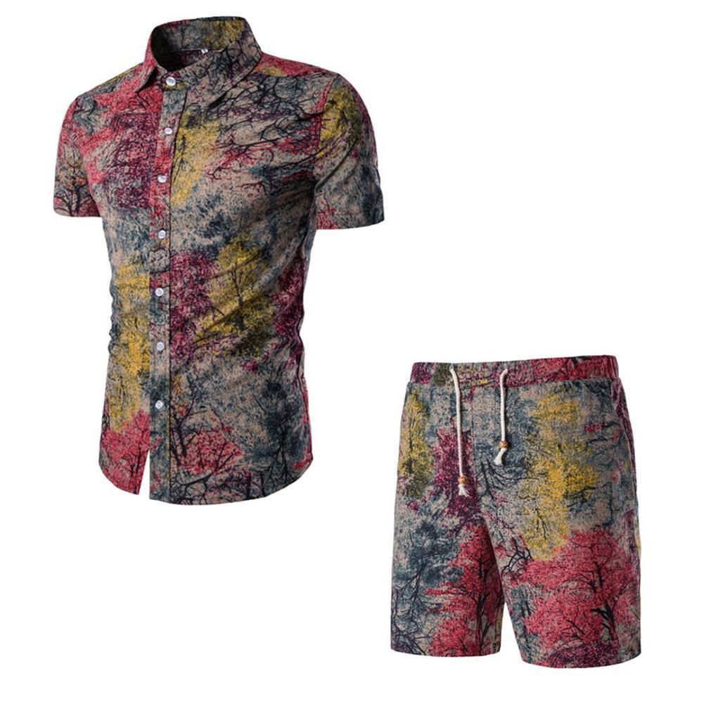 Compra 2018 Moda Para Hombre Camisas + Shorts Set Hombres Camisas De Manga  Corta Con Estampado De Flores Traje Delgado Masculino De Verano De Dos  Piezas Chándal Más Tamaño Barato | Entrega