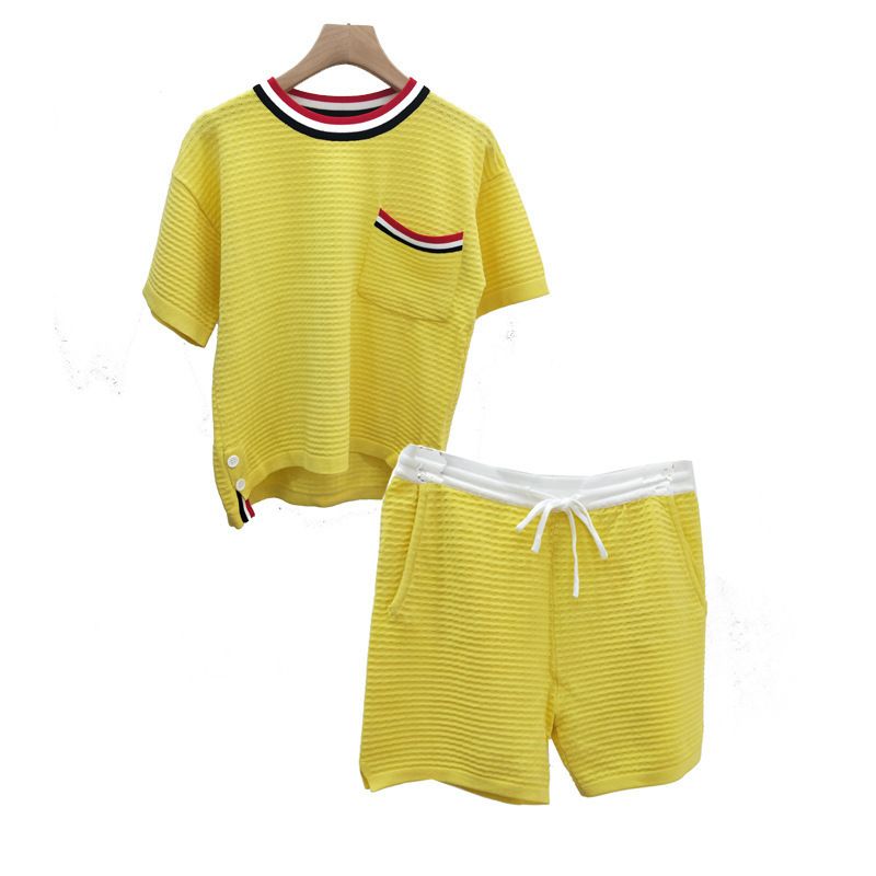 2020 Womens Knit Shorts Set Xia Wei Silk Slim Sports Knit Set Female