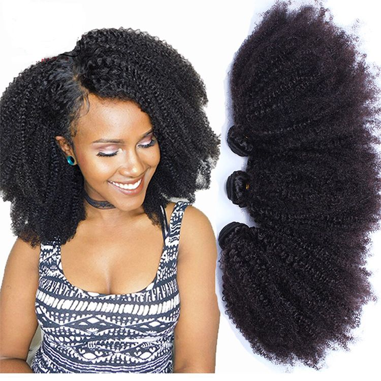 Afro Kinky Curly Human Hair Extensions 3bundles 300gr Black Women
