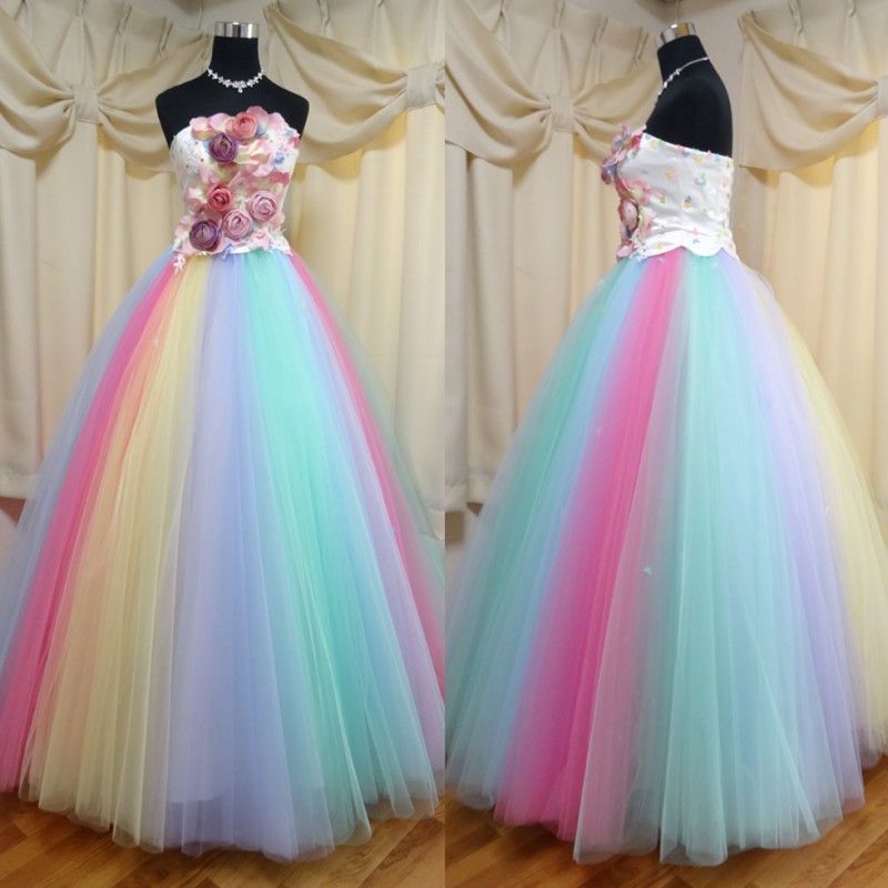 rainbow quinceanera dresses