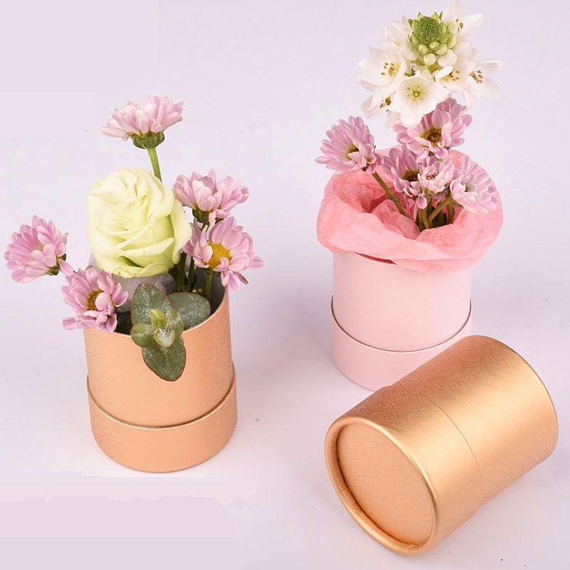 Gift Wrap Round Paper Flower Boxes With Lid Florist Bucket Valentines