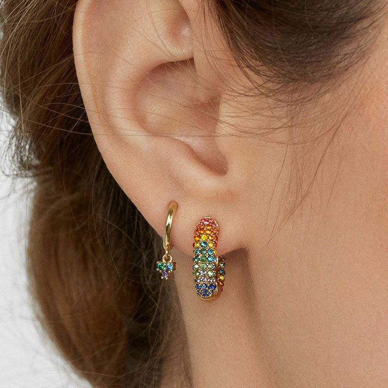 diamond hoop cartilage earrings