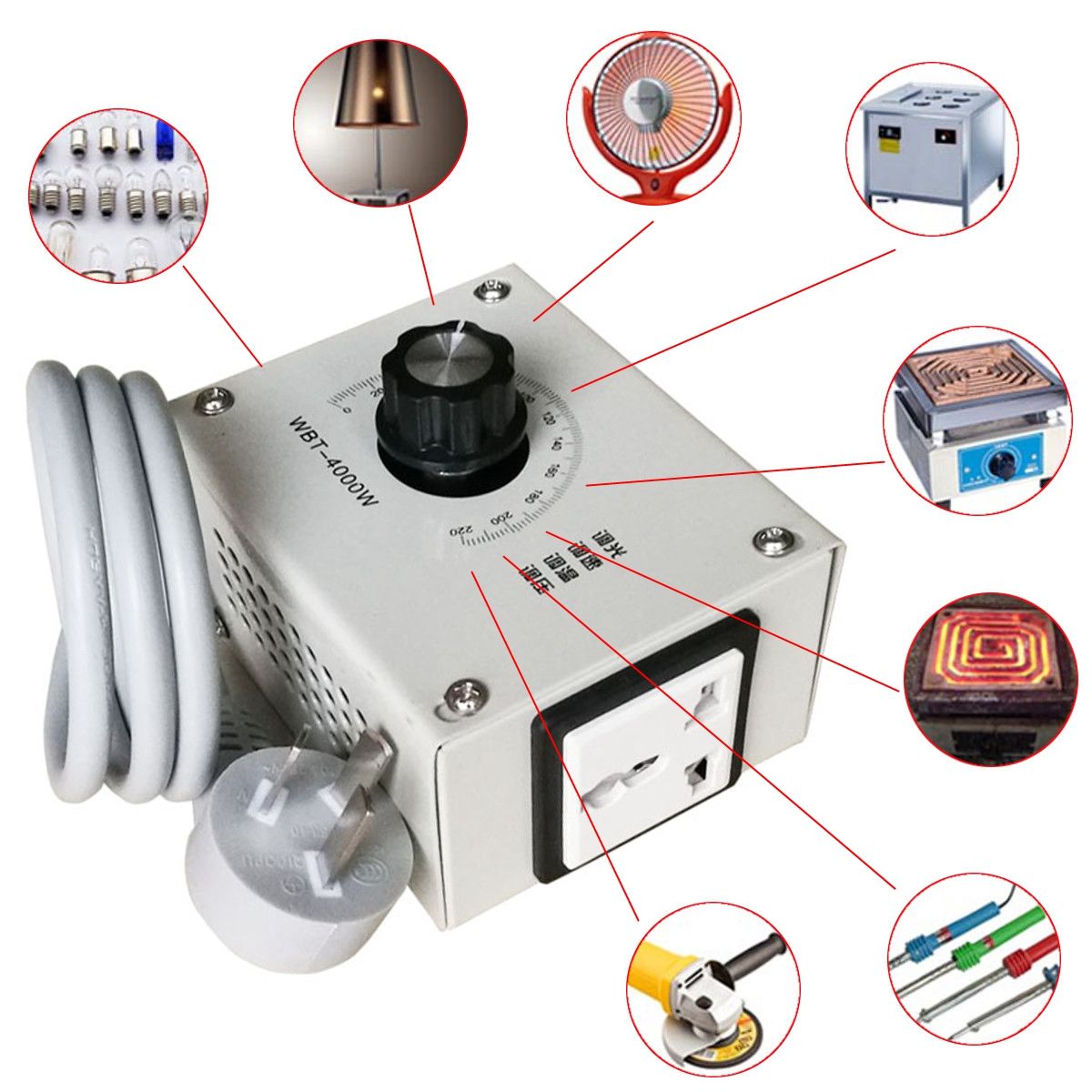 Ac 220v 4000w Controlador De Voltaje Variable Compacto Ac 220v 4000w Controlador De Voltaje Variable Compacto