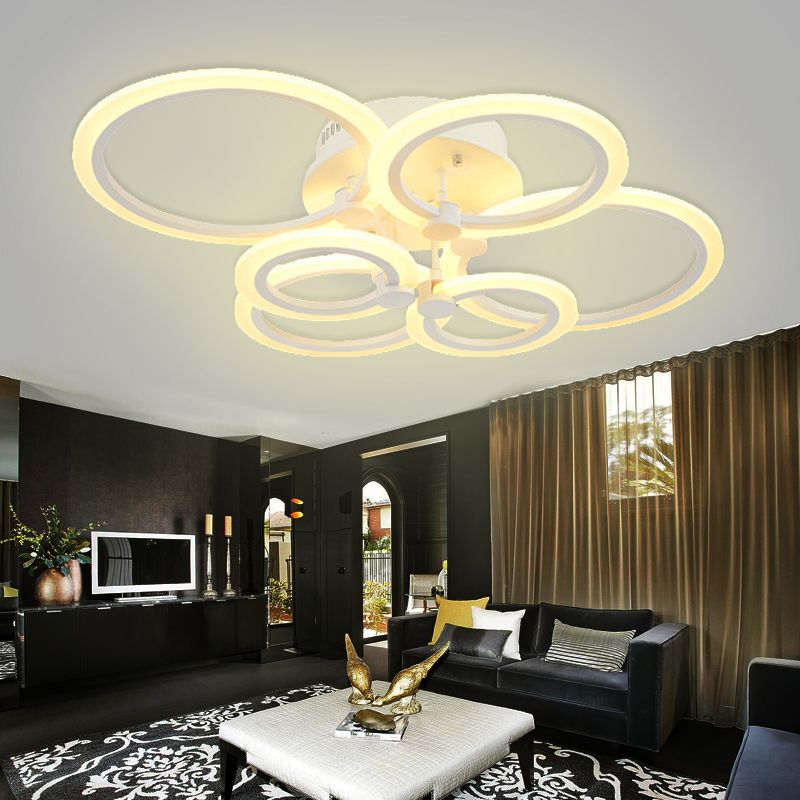 2019 White Rings Acrylic Modern Led Ceiling Lights For Living Room