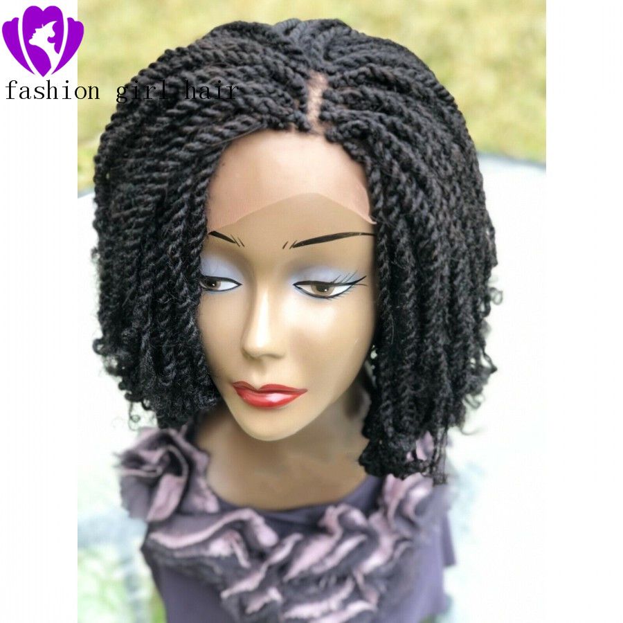 Fashion Black Brown Blonde Ombre Color Braided Kinky Twist Wig
