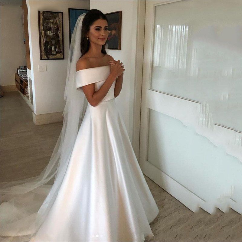 Acquista Abiti Da Sposa A Maniche Corte Da Babea A Maniche Corte Abiti Da  Sposa Abiti Da Sposa 2020 Modest Donne Lunghe Donne Da Sposa Semplice  Vintage Plus Size A 77,83 €