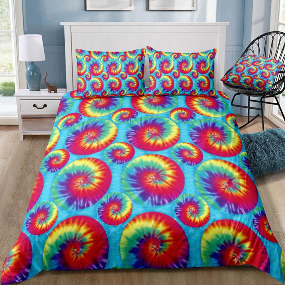 Rainbow Batik Bedding Set Single Size 3d Colorful Duvet Cover King