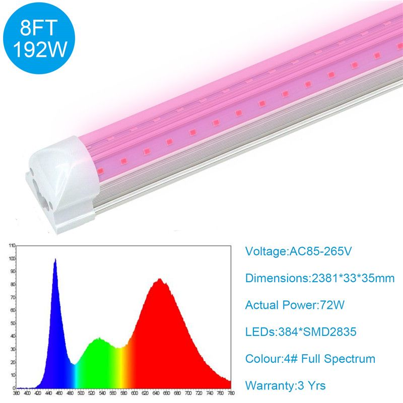 T8 LED Grow Light , High Output Plant Grow Light Strip, Full Spectrum ...