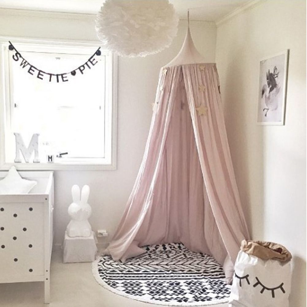 M&M Mymoon Girls Bed Canopy Reading Nook Tent Dome Mosquito Net Hanging Decoration Indoor Game House for Baby Kids White 