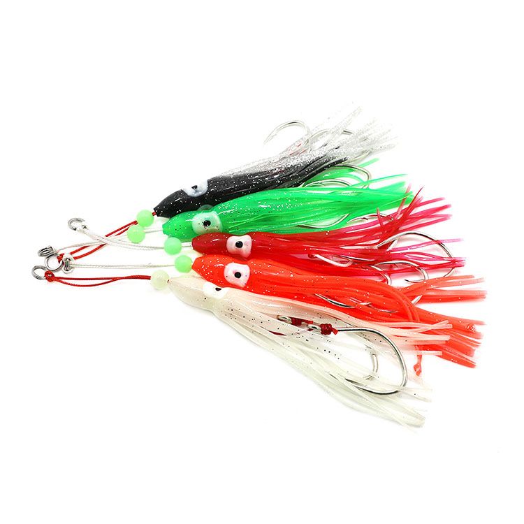 15 NEW Soft Trolling Big Game Lure Bait Skirt 7/" Red//White lures